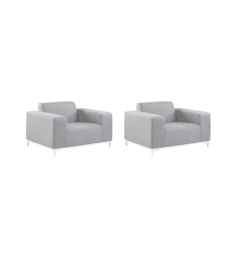 Gartensessel 2er Set ROVIGO Stoff Hellgrau