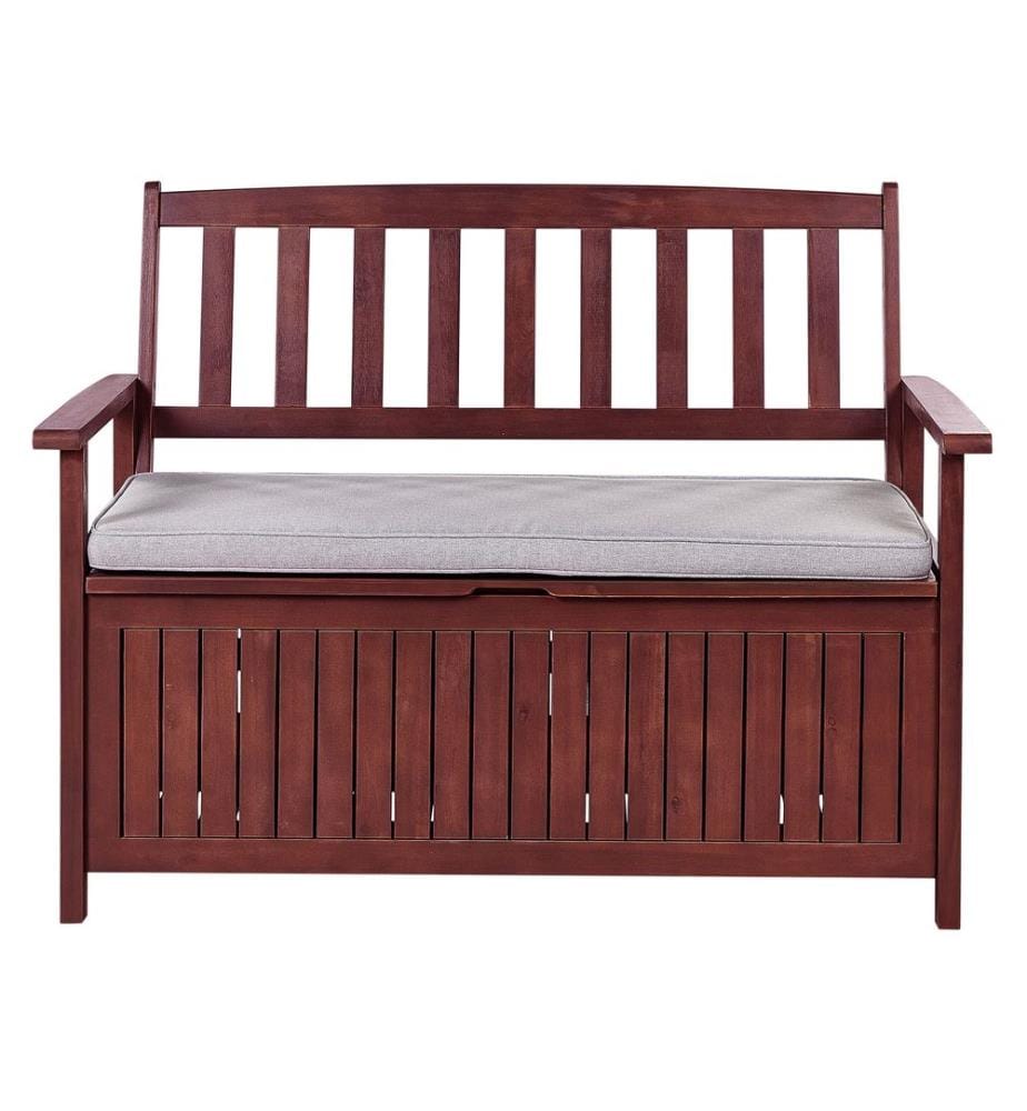 Panca da giardino con cuscino SOVANA 120 cm con contenitore Legno d'acacia Grigio chiaro