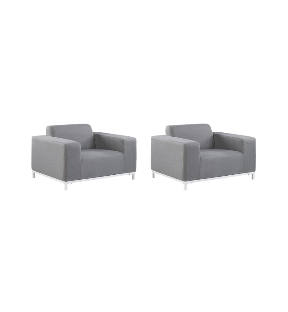 Gartensessel 2er Set ROVIGO Stoff Grau