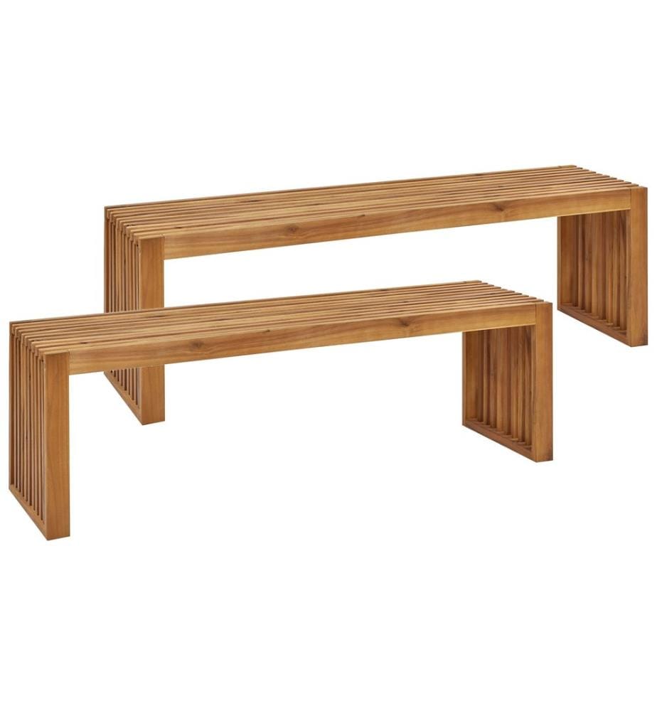 Set di 2 panche da giardino SULZANO 150 cm Legno d'acacia Marrone