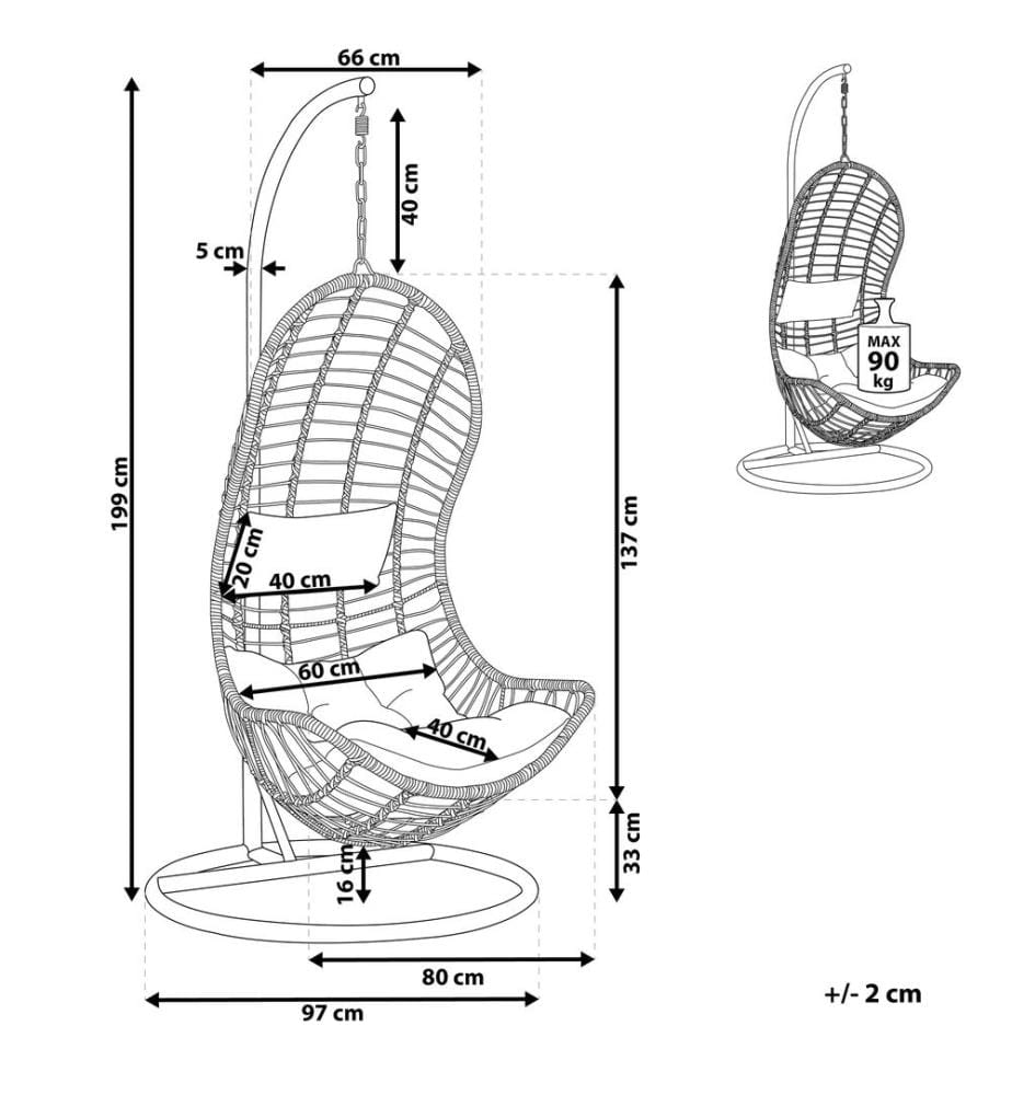 Hängesessel mit Gestell PINETO Polyrattan Grau