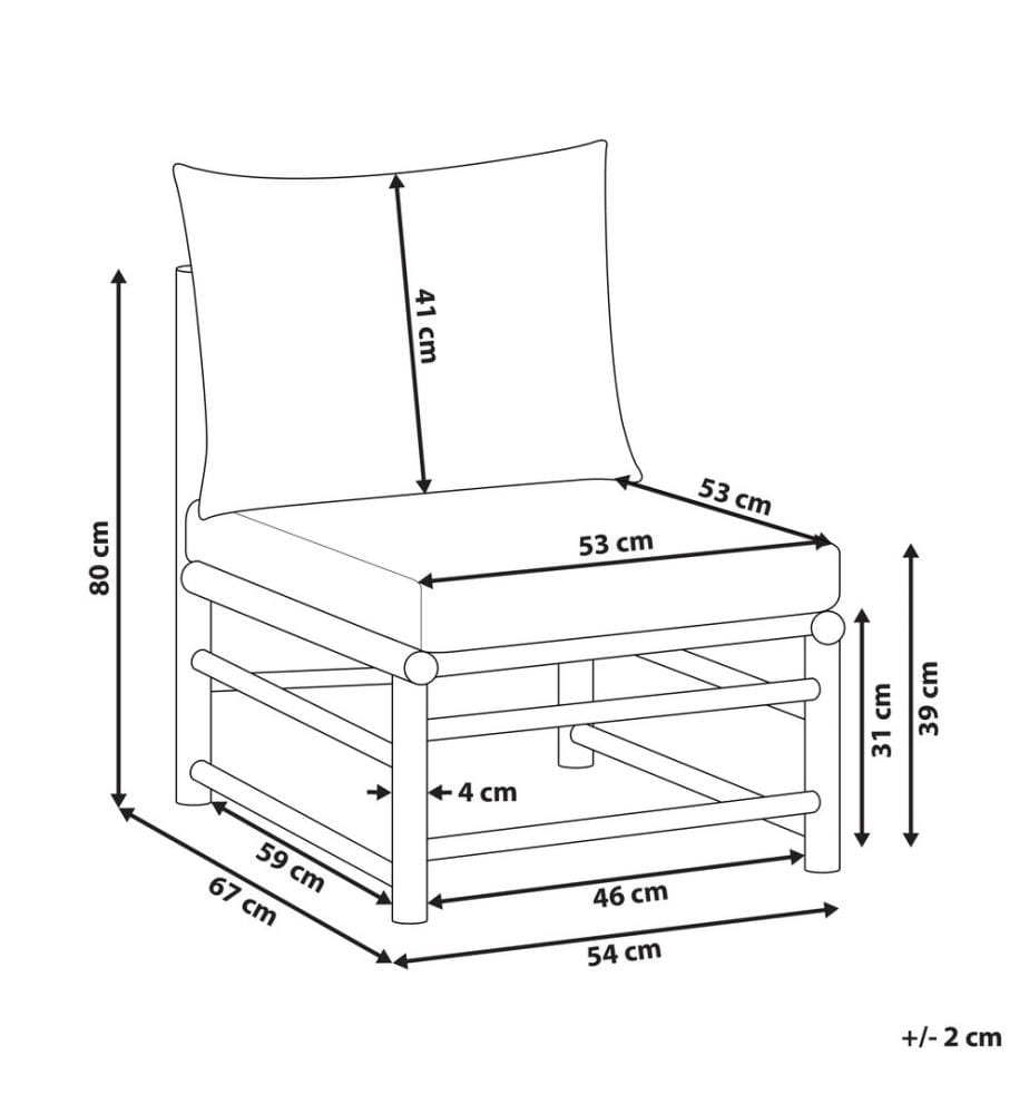 1-Sitzer Garten-Eckmodul CERRETO Bambusholz Cremeweiss