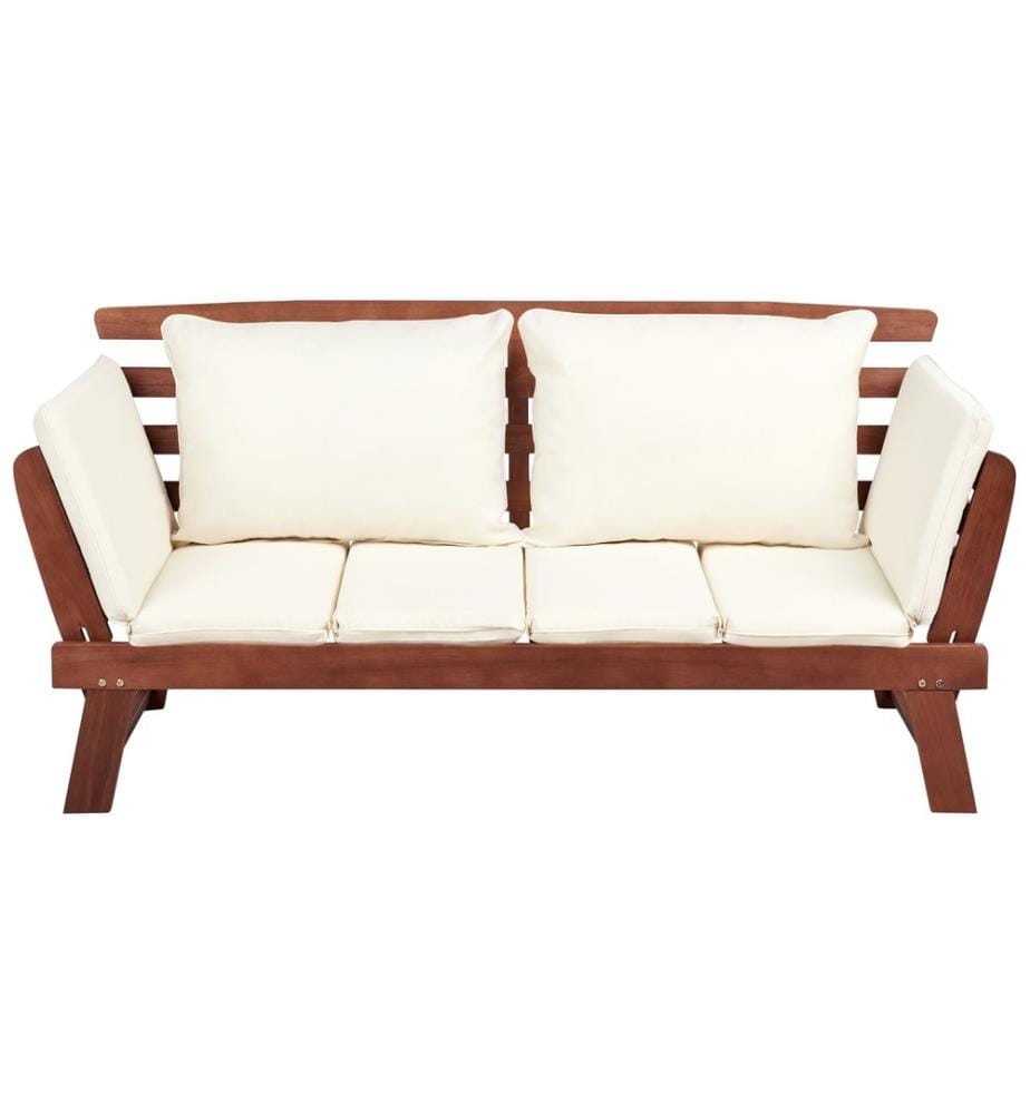 Panca da giardino con cuscino PORTICI 210 cm Legno d'eucalipto Marrone scuro/Bianco