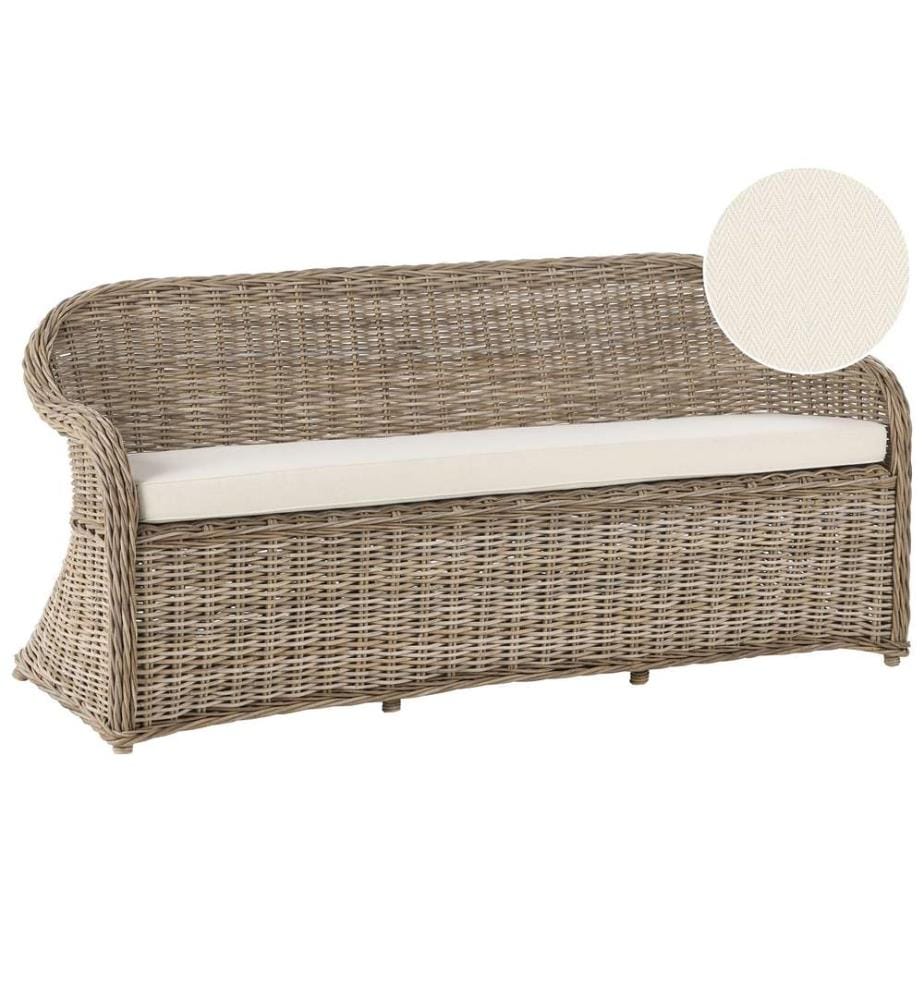 Panca da giardino con cuscino SUSUA 189 cm Rattan Naturale