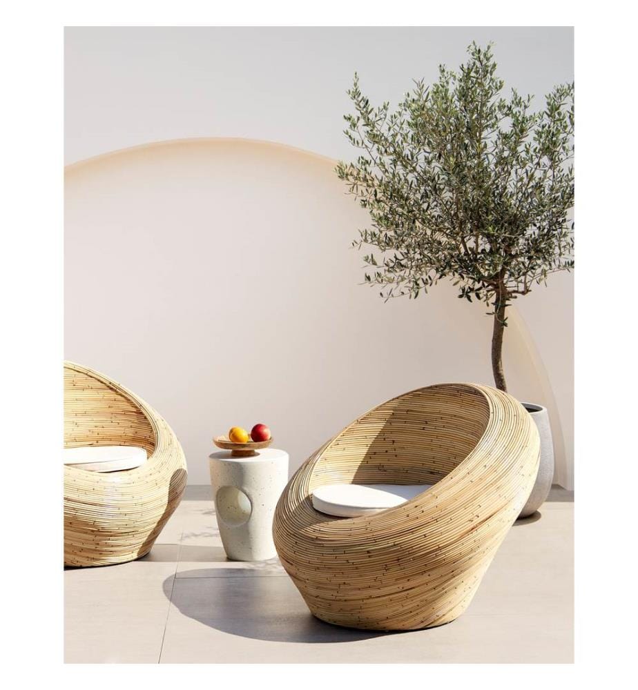 Ensemble de 2 fauteuils de jardin MAIORI Rotin Naturel