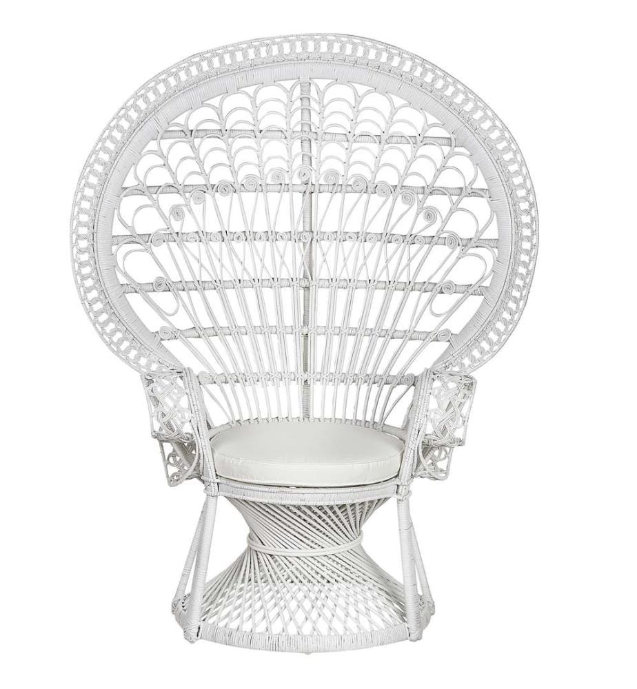 Chaise paon EMMANUELLE Rotin Blanc