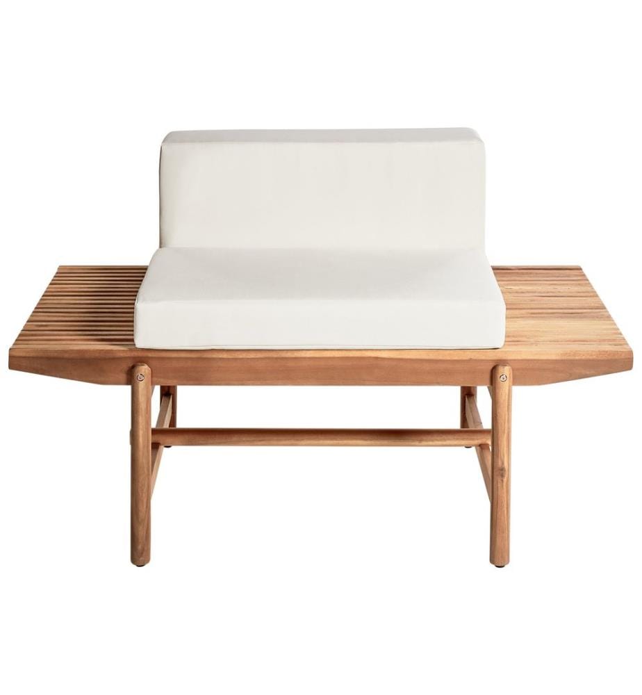Banc avec coussin d'assise GIAVENO 135 cm Acacia Blanc cassé