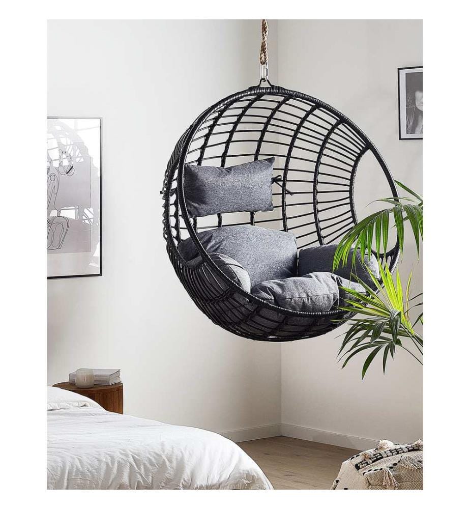 Hängesessel ASPIO Polyrattan Schwarz