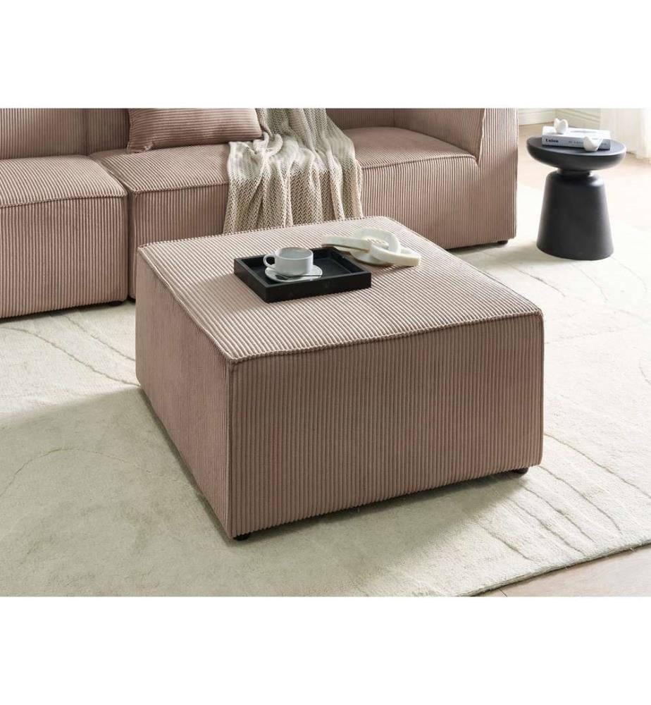 Ottoman LEMVIG Velours côtelé Beige sable