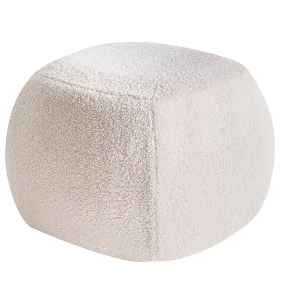 Pouf BARRON Bouclé Cremeweiss