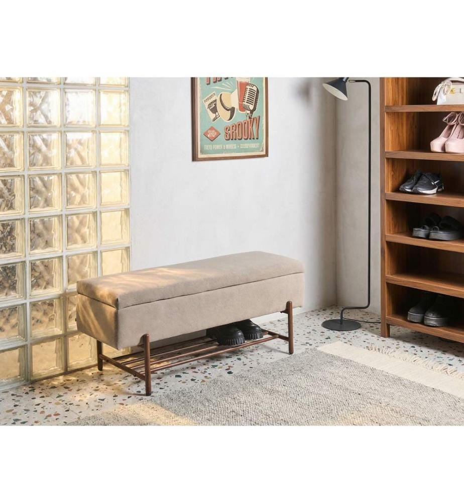 Banc à chaussures VAIL Tissu 115 cm 40 cm avec rangement Taupe