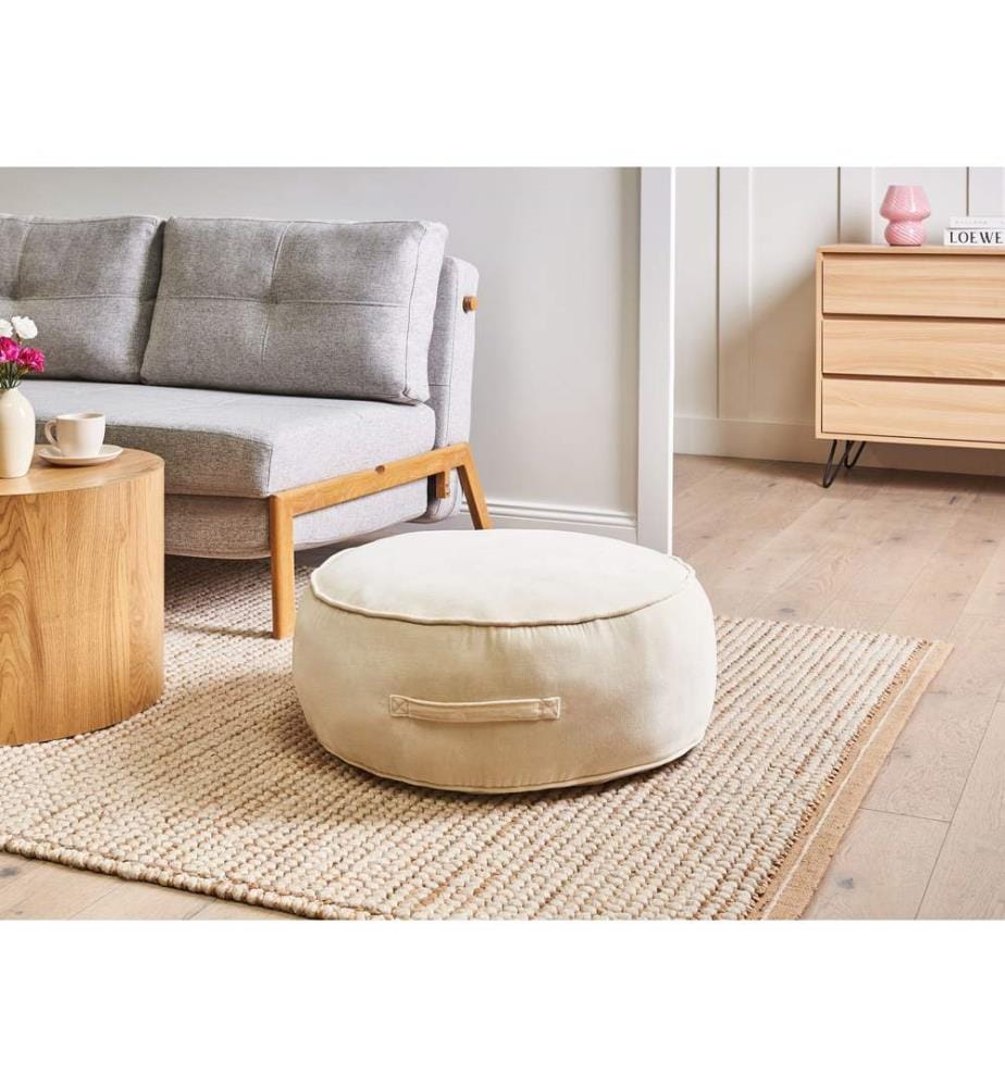 Pouf YULLE Samtstoff Hellbeige