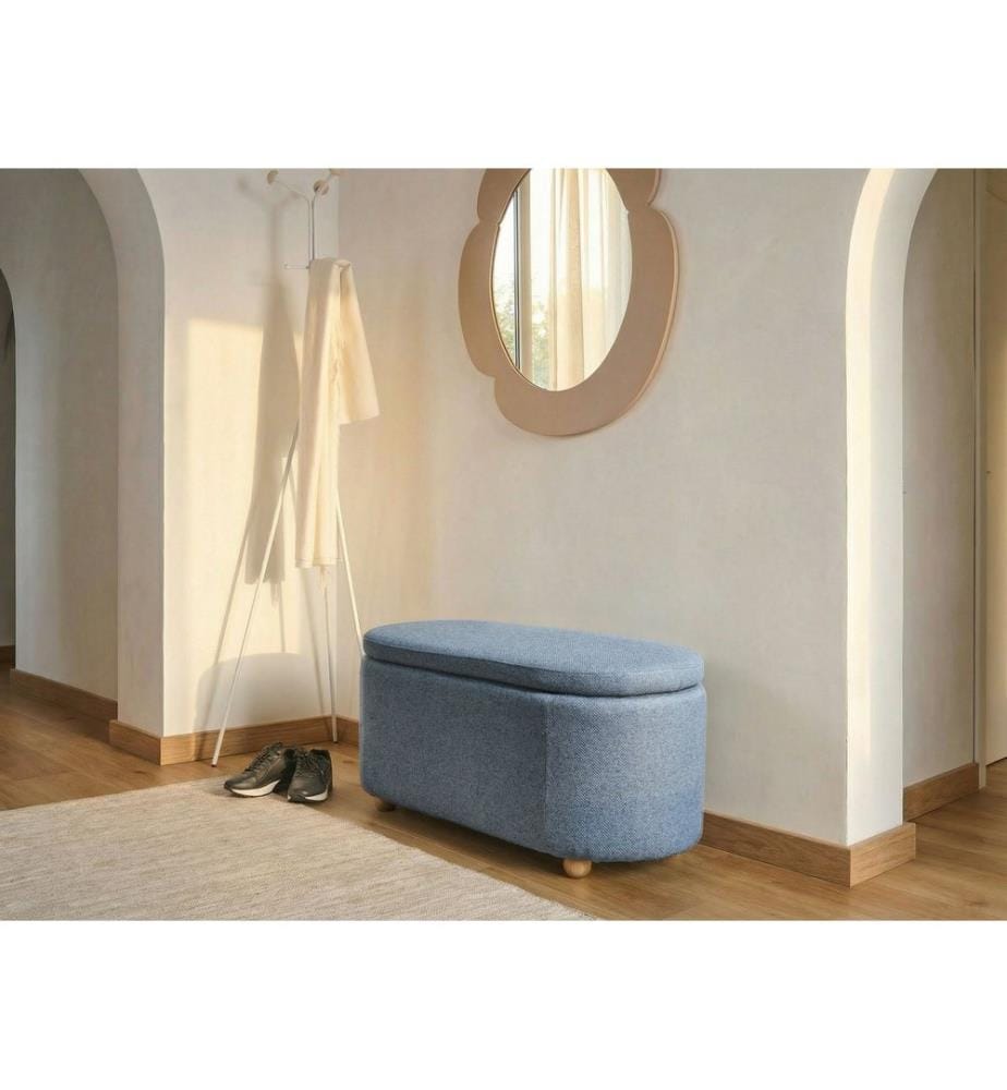 Storage Bench HAYWARD Fabric 98 cm 44 cm Blue