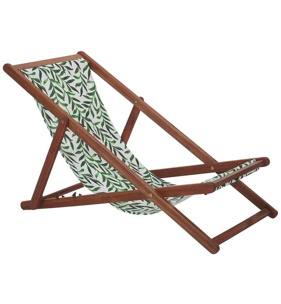 Set mit 2 klappbaren Liegestühlen ANZIO mit Ersatzstoffen Blumenmuster Akazienholz Dunkelbraun
