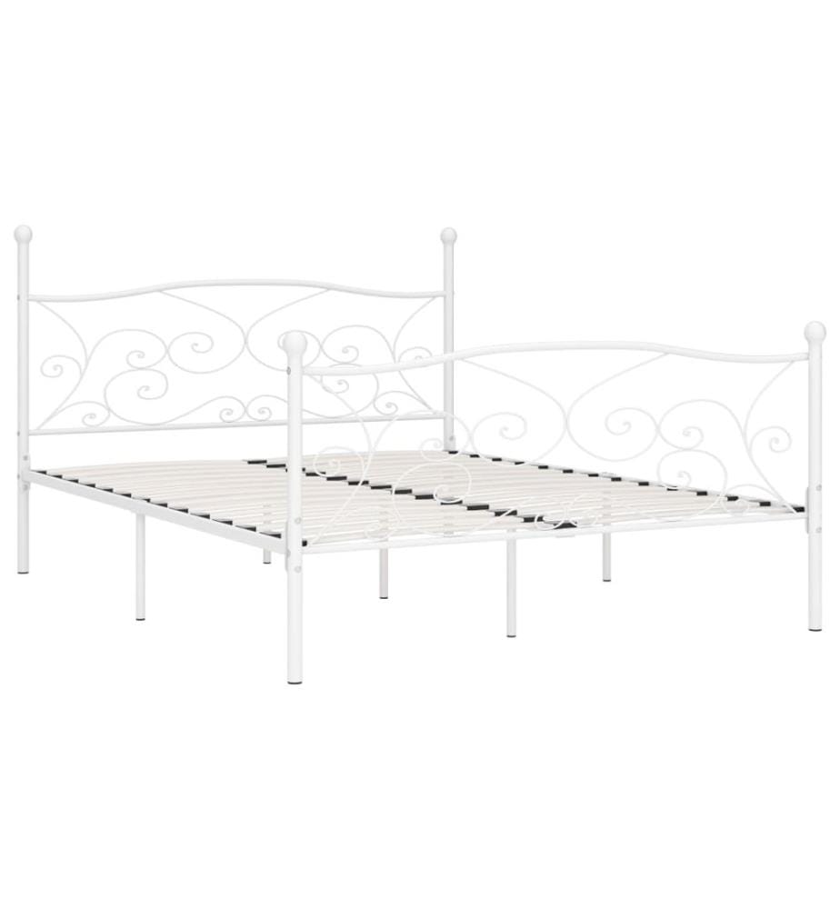 Bettgestell mit Lattenrost Weiss Metall 200 × 200 cm