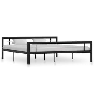 Cadre de lit sans matelas noir et blanc métal 180x200 cm