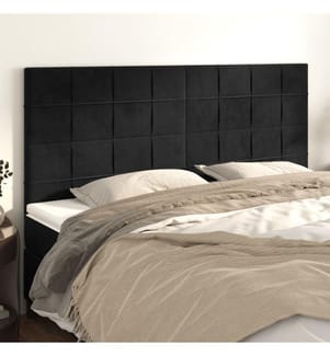 Kopfteil Schwarz 200 x 5 x 118/128 cm Samt