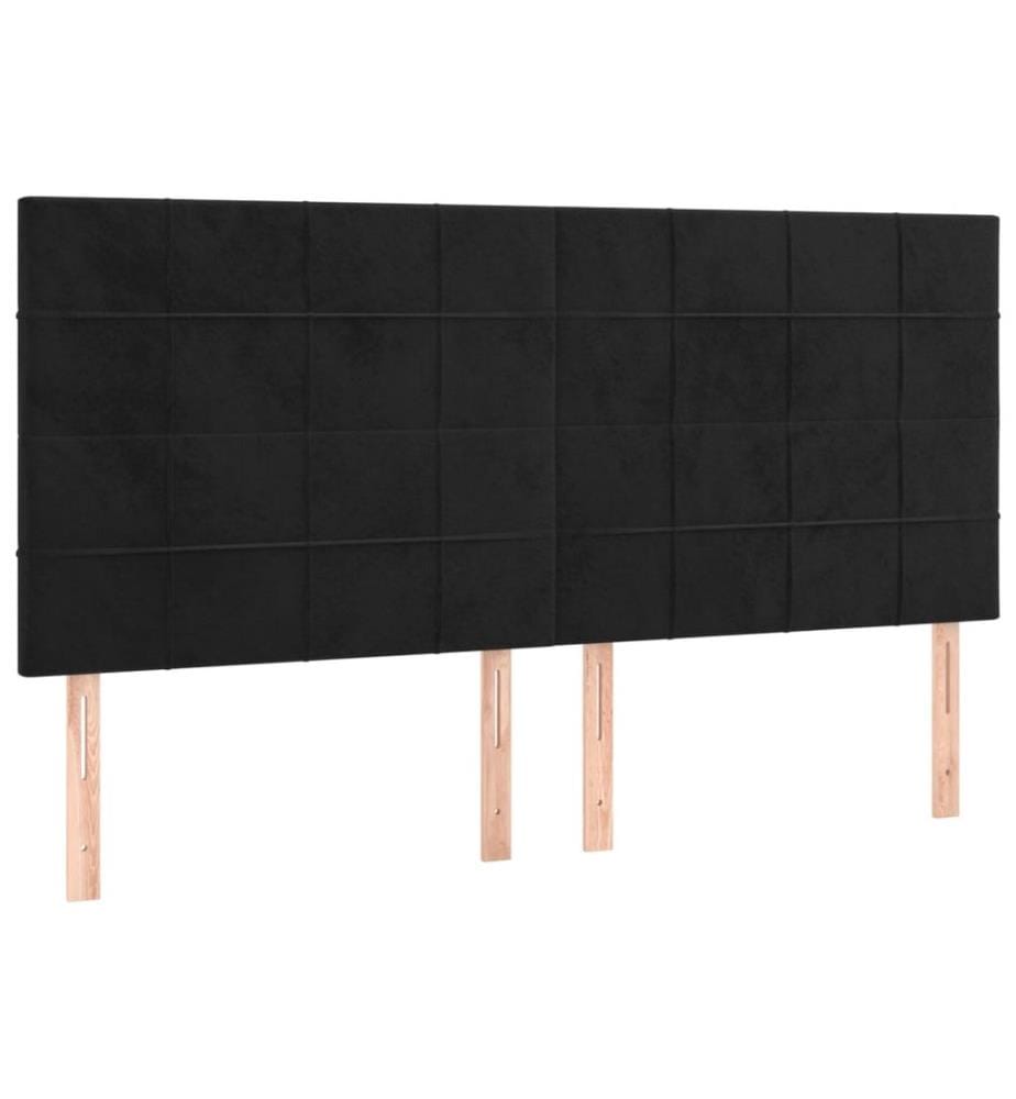 Kopfteil Schwarz 200 x 5 x 118/128 cm Samt