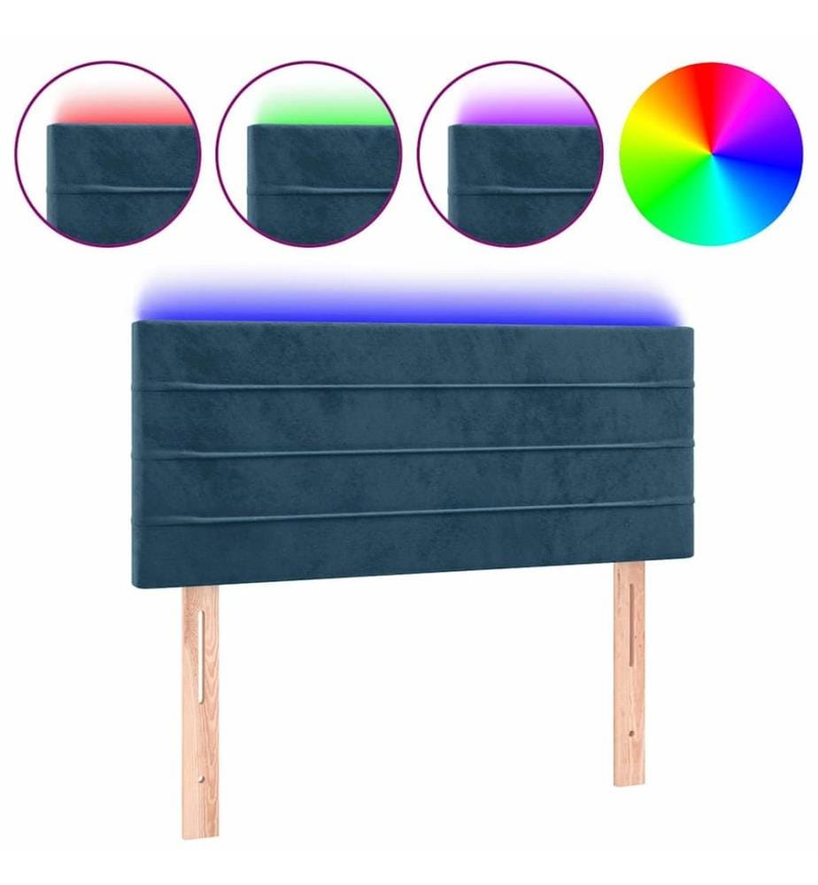 LED Kopfteil Dunkelblau 90x5x78/88 cm Samt