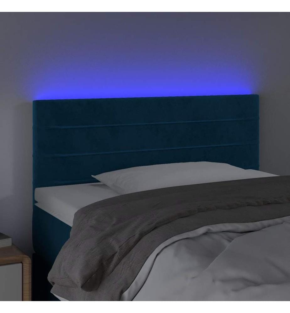 LED Kopfteil Dunkelblau 90x5x78/88 cm Samt