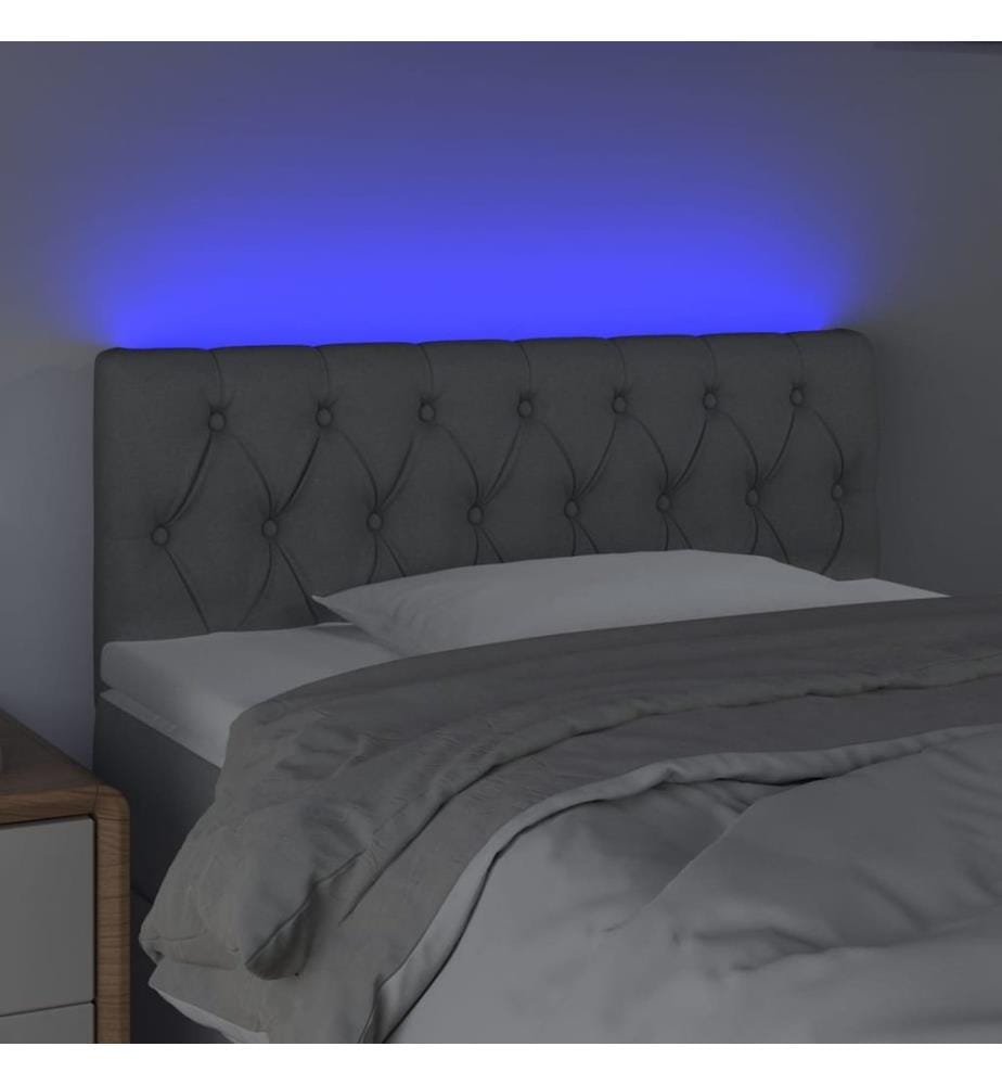 LED Kopfteil Hellgrau 100x7x78/88 cm Stoff