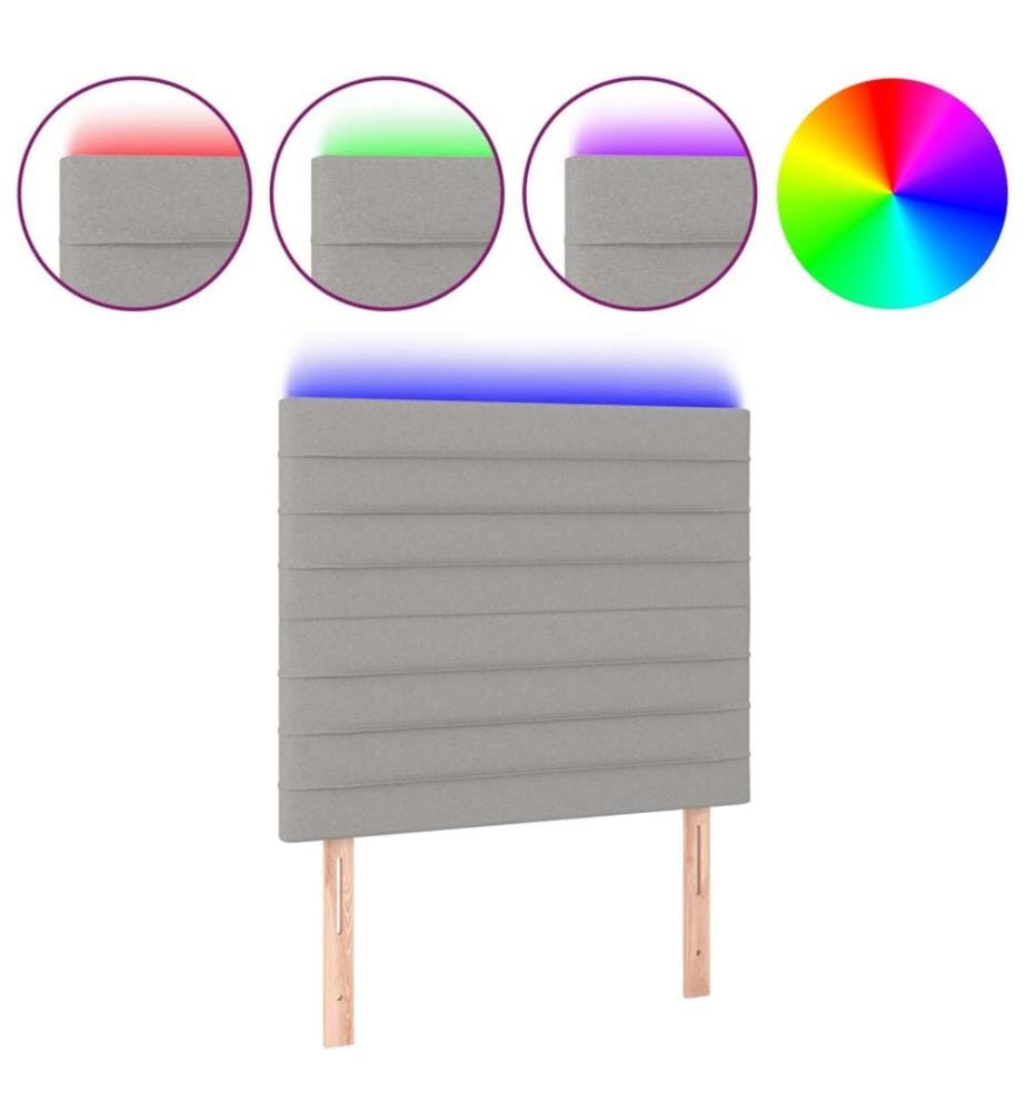 LED Kopfteil Hellgrau 90x5x118/128 cm Stoff