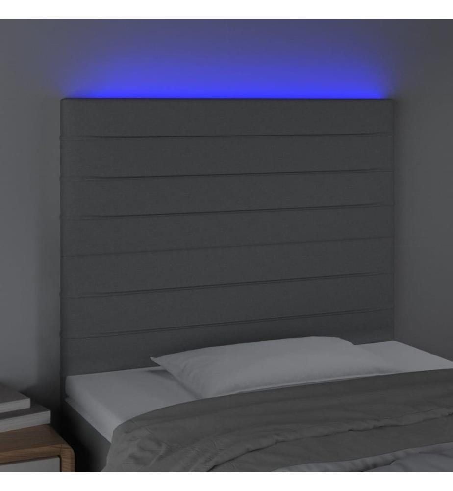 LED Kopfteil Hellgrau 90x5x118/128 cm Stoff