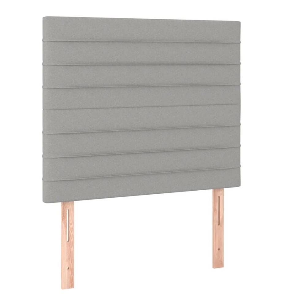 LED Kopfteil Hellgrau 90x5x118/128 cm Stoff