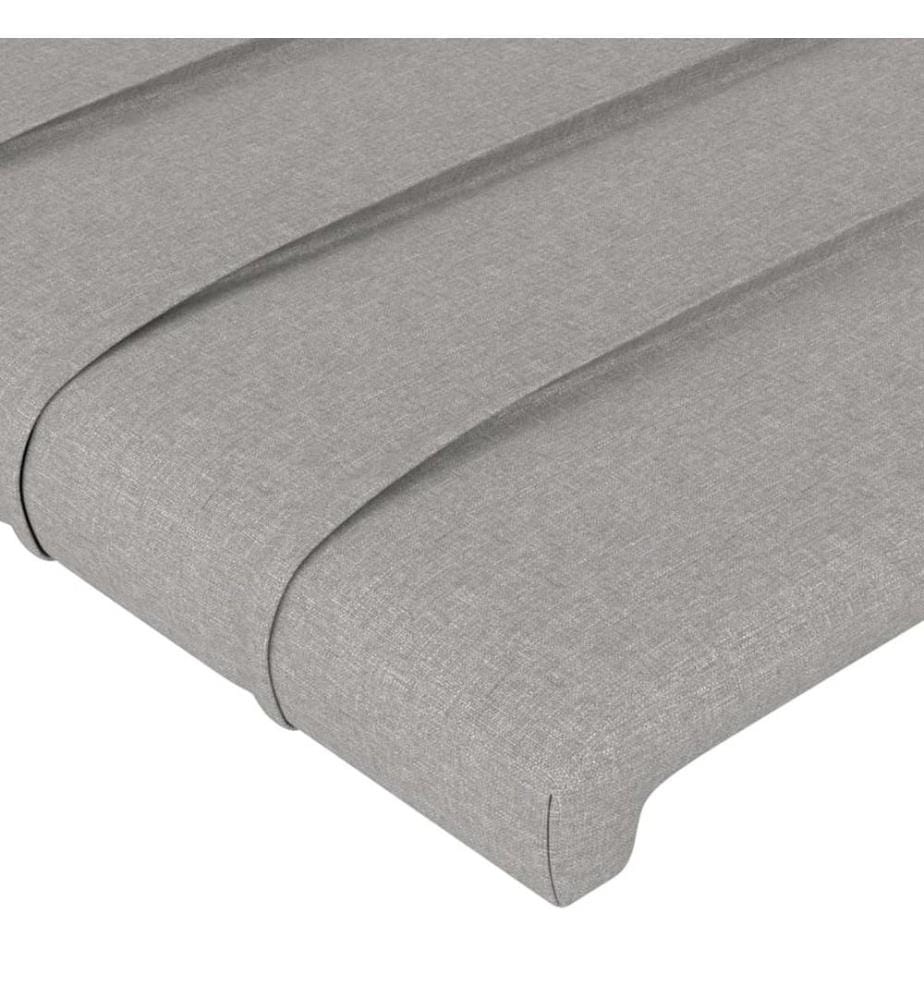 LED Kopfteil Hellgrau 90x5x118/128 cm Stoff