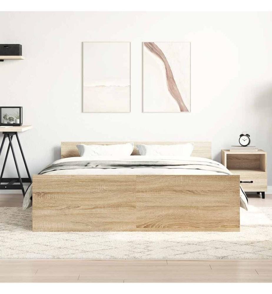 Cadre de lit sans matelas chêne sonoma 150x200 cm