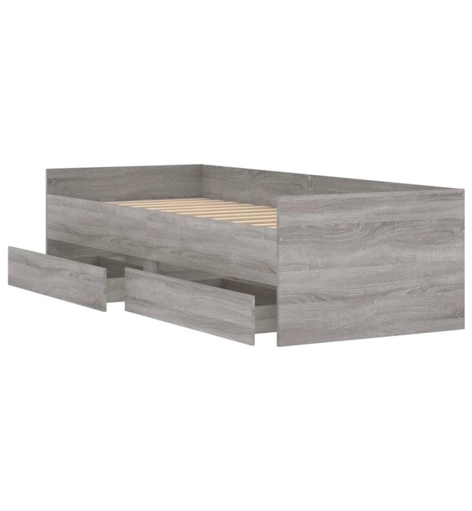 Bettgestell mit Schubladen Grau Sonoma 90x200 cm