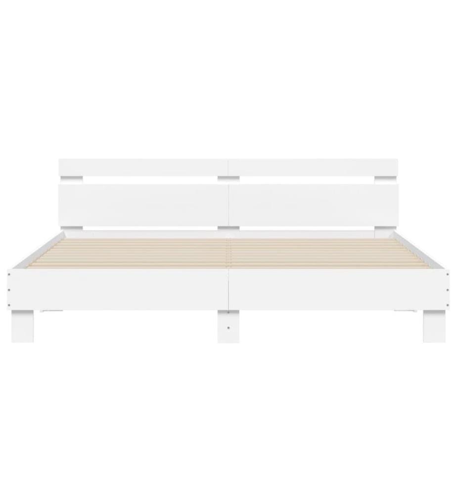 Cadre de lit sans matelas blanc 200x200 cm
