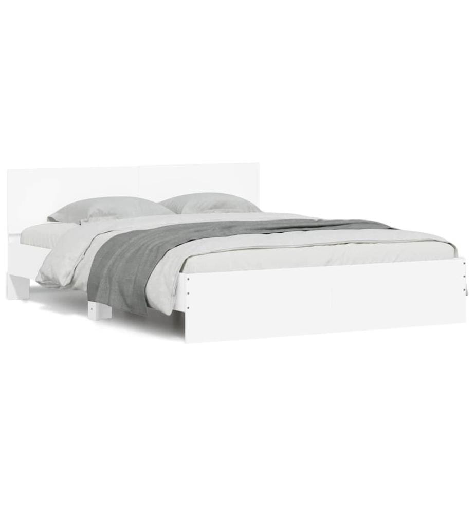 Cadre de lit avec LED sans matelas blanc 150x200 cm