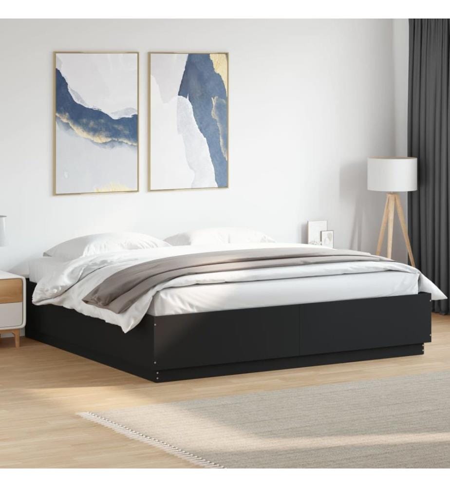 Cadre de lit avec LED sans matelas noir 180x200 cm