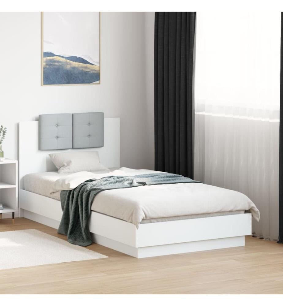 Cadre de lit avec LED sans matelas blanc 90x190 cm