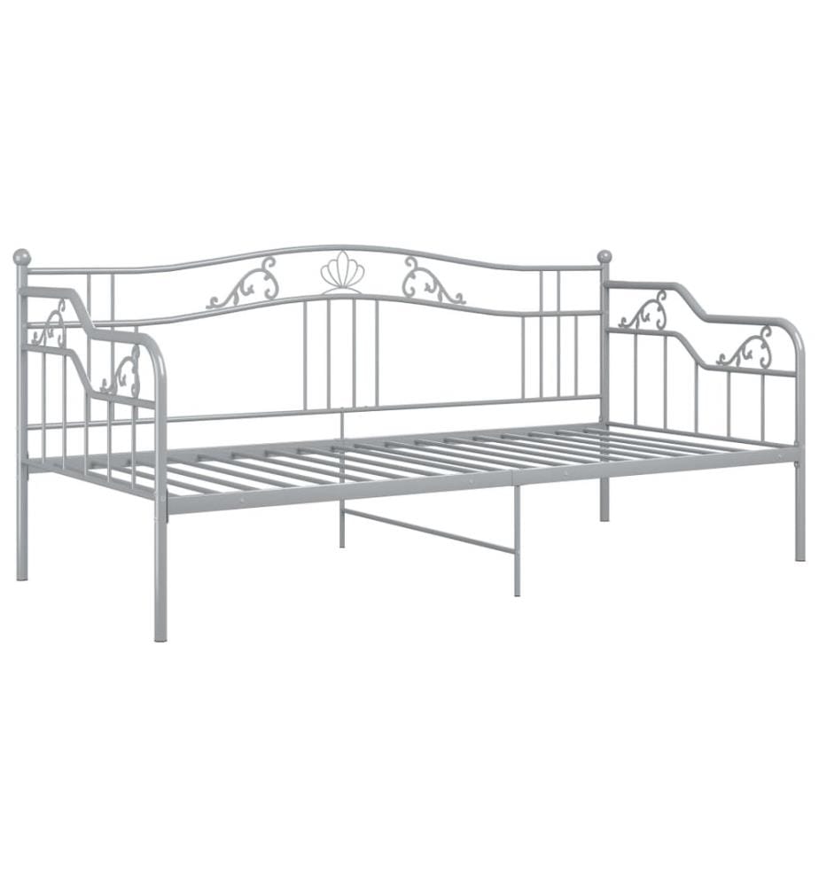 Schlafsofa Bettgestell Grau Metall 90x200 cm