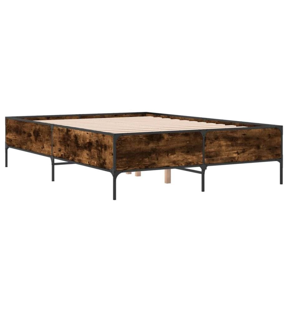 Cadre de lit sans matelas chêne fumé 160x200 cm