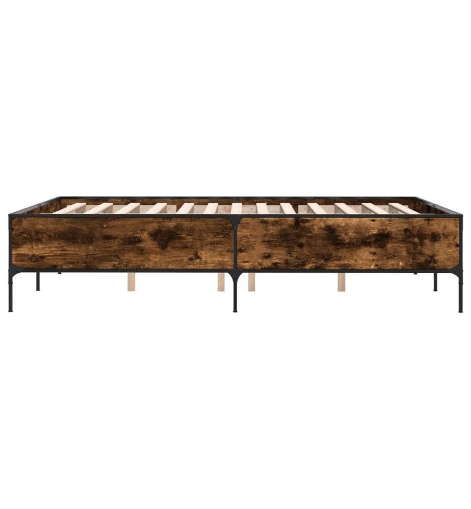 Cadre de lit sans matelas chêne fumé 160x200 cm