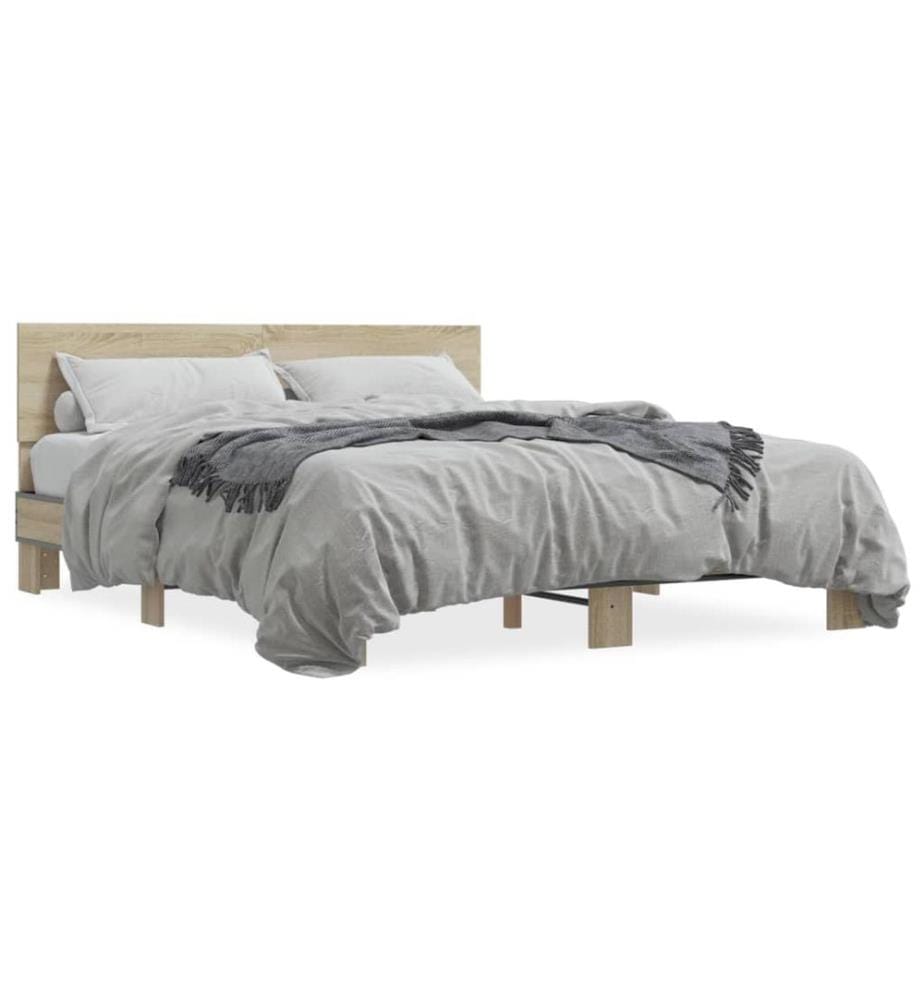 Cadre de lit sans matelas chêne sonoma 160x200 cm
