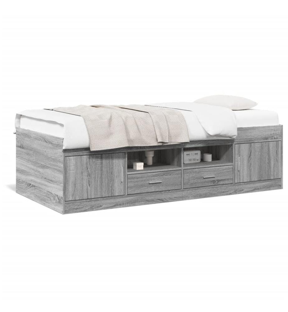 Lit de jour avec tiroirs sans matelas sonoma gris 75x190 cm