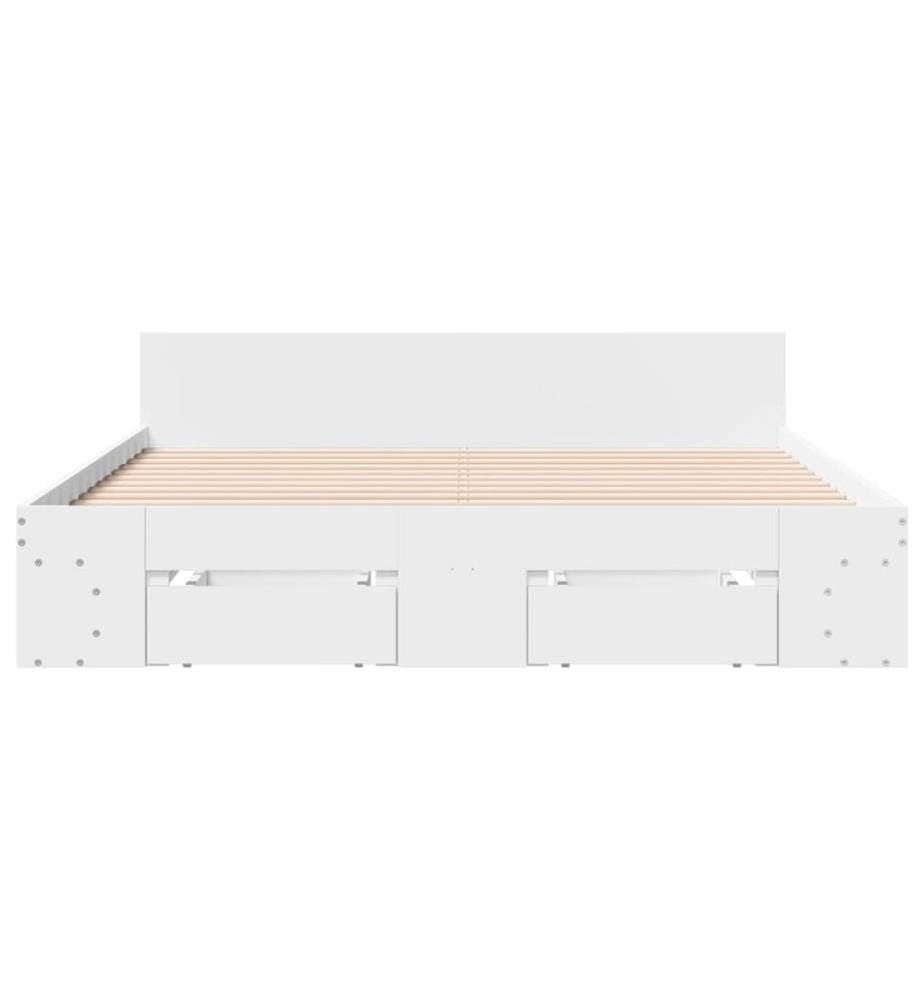 Bettgestell mit Schubladen Weiss 160x200 cm Holzwerkstoff