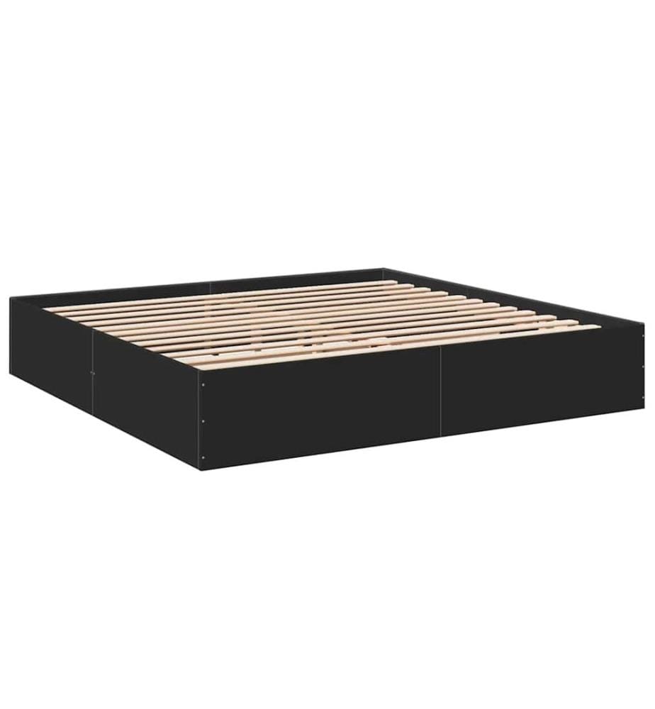 Cadre de lit sans matelas noir 200x200 cm
