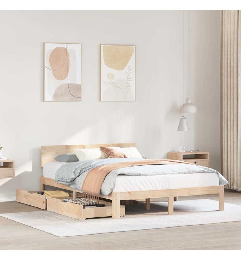Cadre de lit avec tiroirs sans matelas 140x200 cm