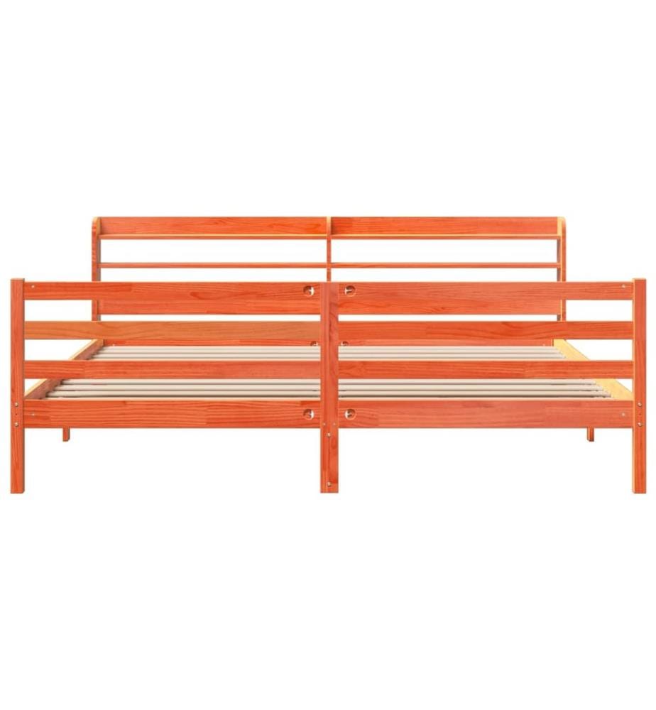 Cadre de lit sans matelas cire marron 200x200cm bois pin massif