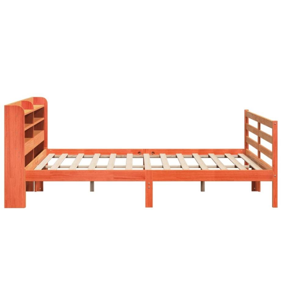 Cadre de lit sans matelas cire marron 200x200cm bois pin massif