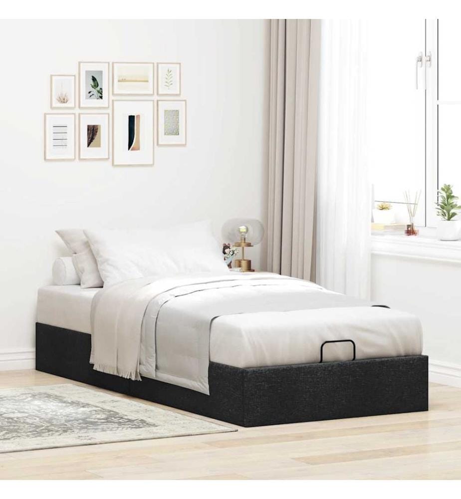 Ottoman-Bett ohne Matratze Schwarz 90x190 cm Stoff