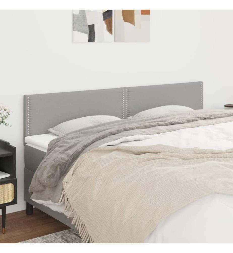 Kopfteile 2 Stk. Hellgrau 100x5x78/88 cm Stoff