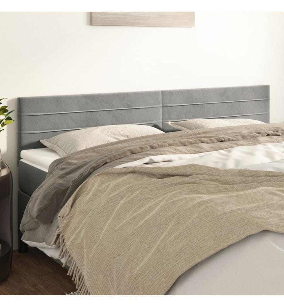 Kopfteile 2 Stk. Hellgrau 90x5x78/88 cm Samt
