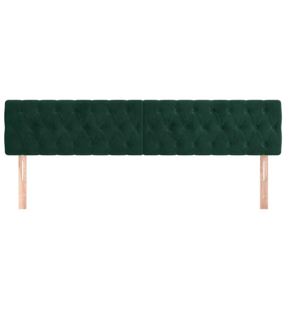 Kopfteile 2 Stk. Dunkelgrün 90x7x78/88 cm Samt
