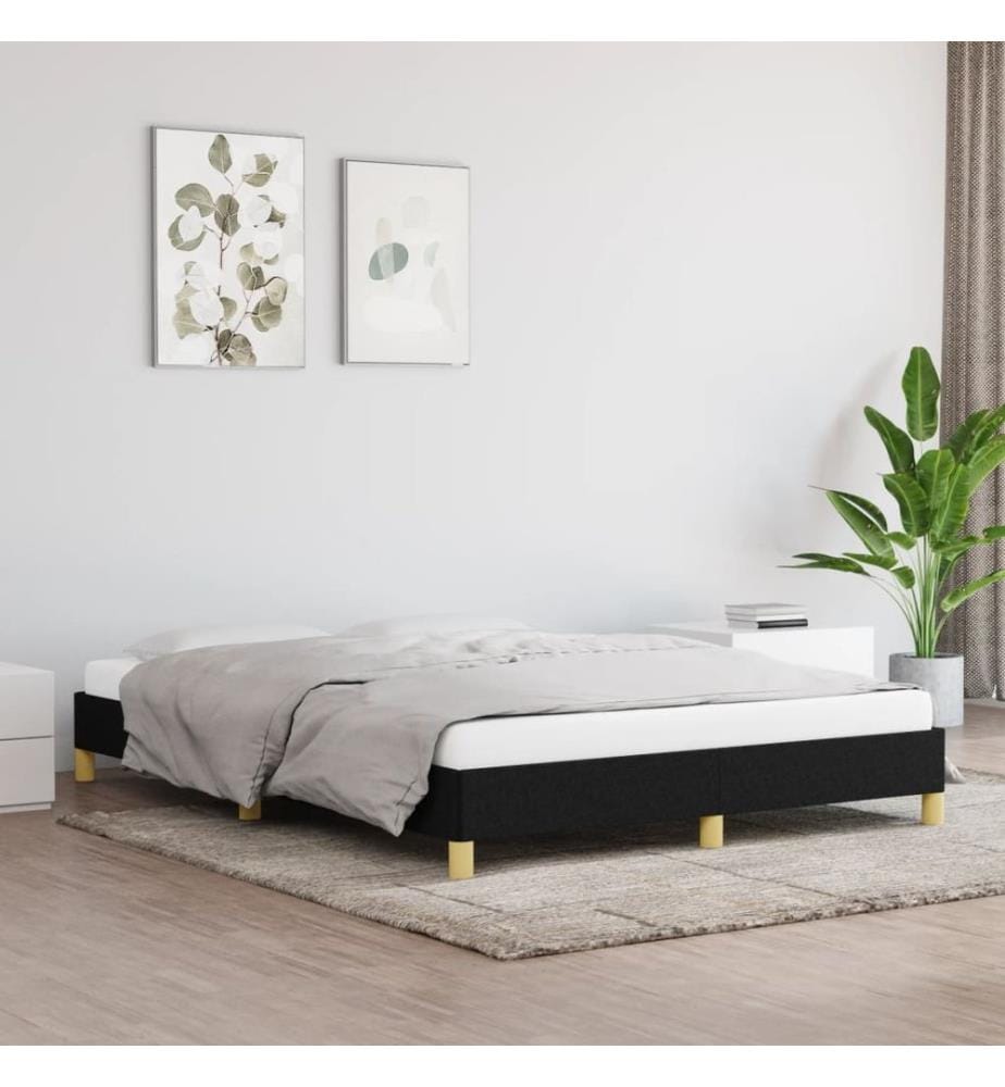 Cadre de lit sans matelas noir 140x200 cm tissu